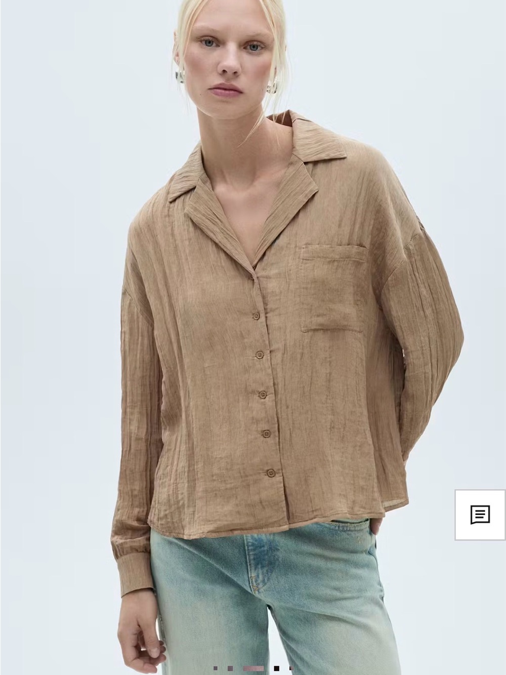 Mango Taupe Button-Front Lightweight Shirt Jacket